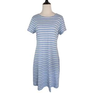 Sail to Sable Dress STS Striped Shift Knit Coastal Preppy Blue White Size M